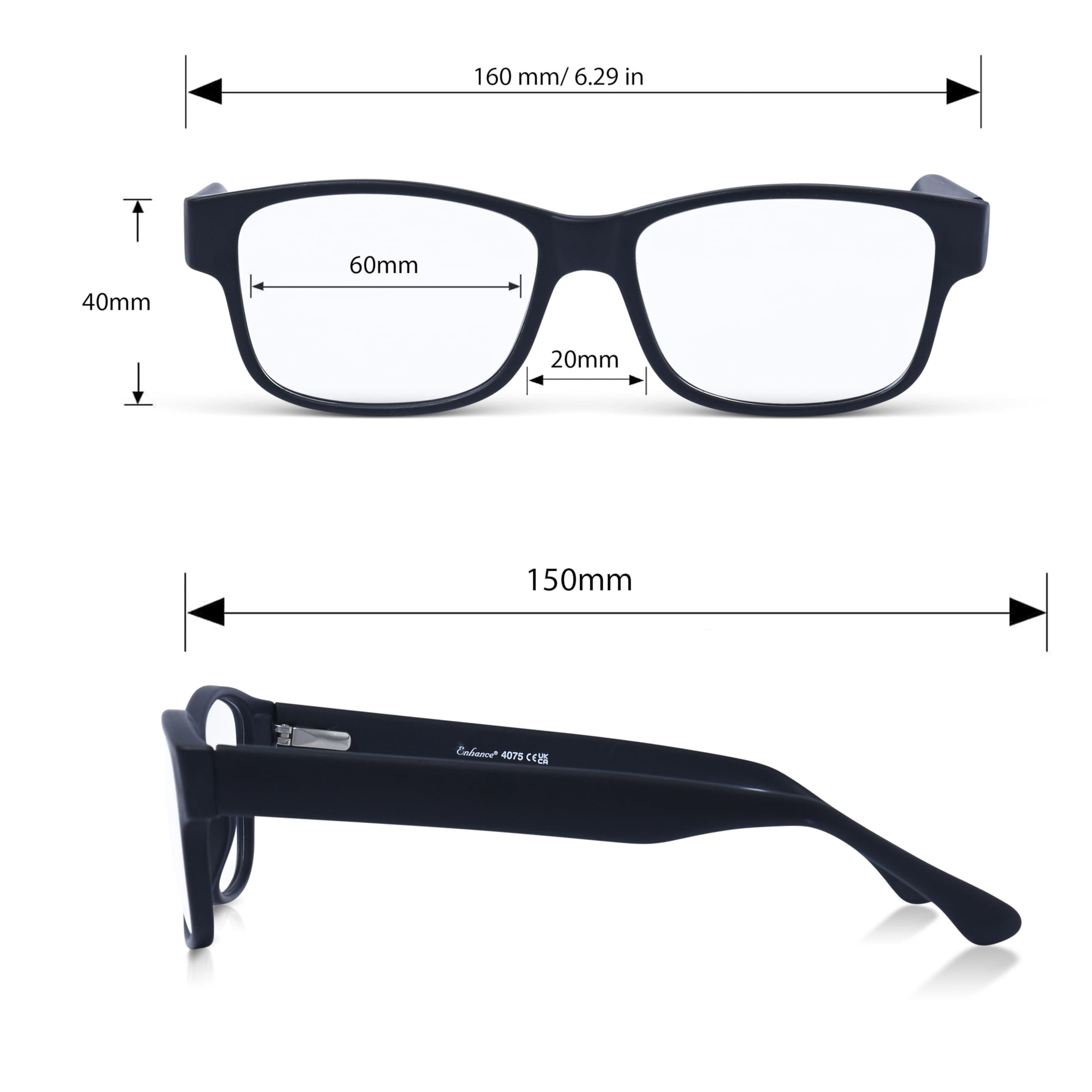 DEBSPECS DEBSPECS XXL Optical Reading Glasses - Extra Large Magnifying Reading Glasses With 160mm Wide Frames - 2 Colors (Black, 2.5, Diopters) Custom Made To Order