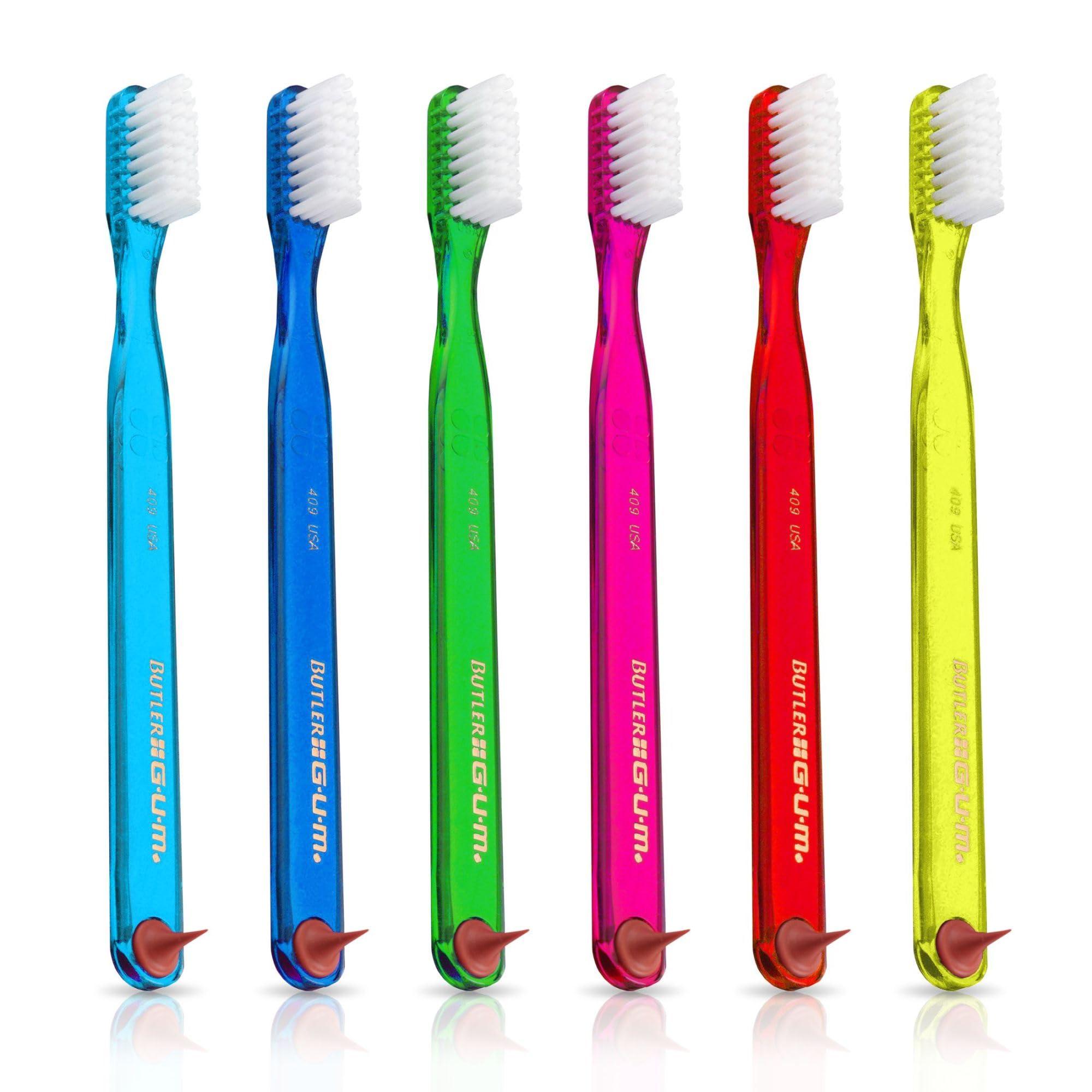 GUM GUM Classic Soft Toothbrush, Includes Rubber Tip Dental Pick 1ct (Pack of 12)