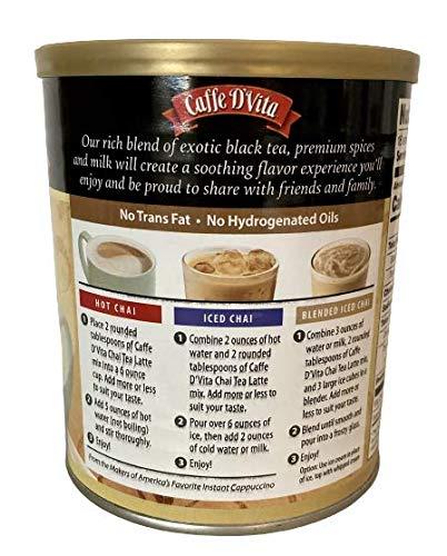 Caffe D'Vita Caffe D'Vita Exotic Spiced Chai Tea Latte - Pack of 2 - Premium Instant 1 lb Mix - Plastic Coffee Measuring Scoop Included