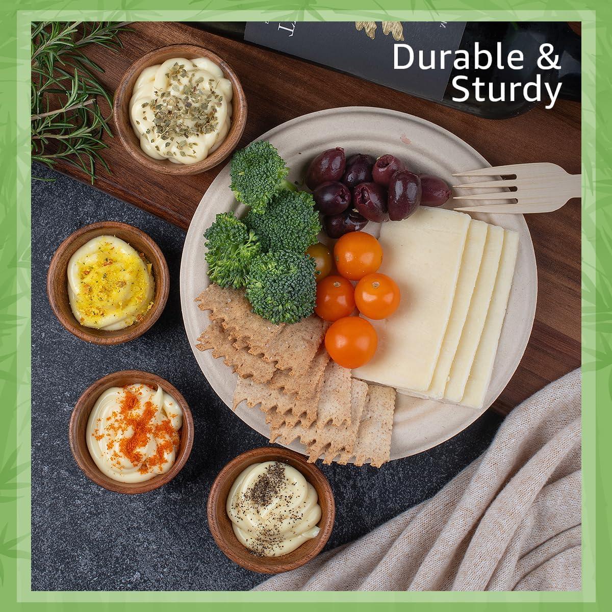 ibambo ibambo 500 Pack Disposable Bamboo Paper Plates (7 inch) - Sturdy & Heavy Duty | PFAS Free, Biodegradable & Compostable | Microwave Safe, FSC Certified Alternative to Plastic