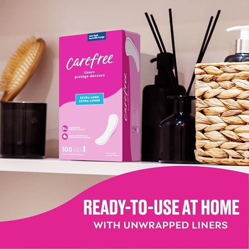 Carefree Carefree Panty Liners for Women, Long, Unwrapped, Unscented, 92ct | Pantiliners, Carefree Liners, Daily Liners for Women, Light Periods and Leaks, 8-Hour Odor Control | 92ct (Packaging May Vary)