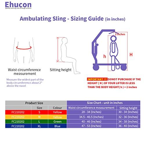 EZ Assistive Ehucon Patient Lift Walking Sling Medical Hoist Standing Aids for Ambulating Support Training, Pelvic Padded 500lbs Safety Loading Weight (Black-M)