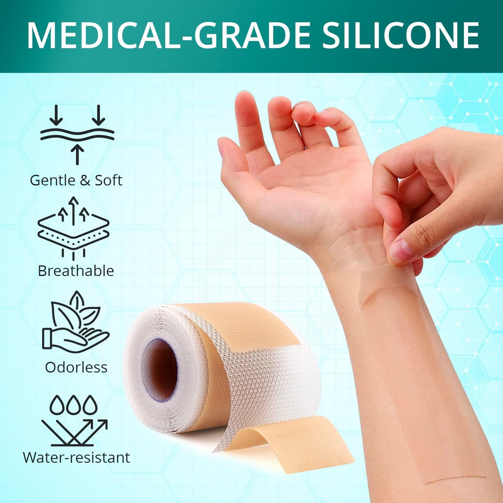 AirroYE Silicone Scar Sheets,Silicone Scar Tape(1.6\"x 60\" Roll-1.5M), Reusable And Effective Scar Removal Sheets, Silicone Scar Removal Sheets For Surgical Scars,Healing Keloid, C-Section, Tummy Tuck