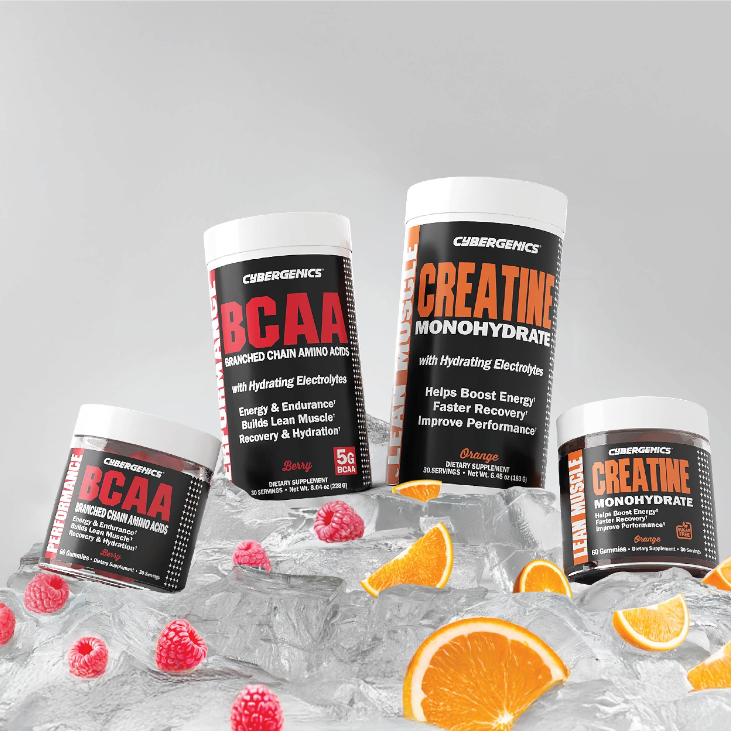 Cybergenics Cybergenics BCAA Gummies, Energy Chews with Electrolytes Branched Chain Amino Acids, Build Lean Muscle and Boost Endurance, 60 Gummies, Berry Flavored