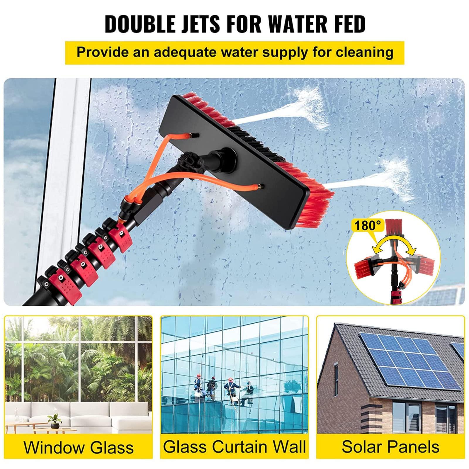 WWTSMYXGS Water Fed Telescopic Brush 3.6-10.8M, Window Cleaning Pole with Squeegee, Solar Panel Cleaning Equipment, Extendable Cleaner Conservatory Roof (9M)