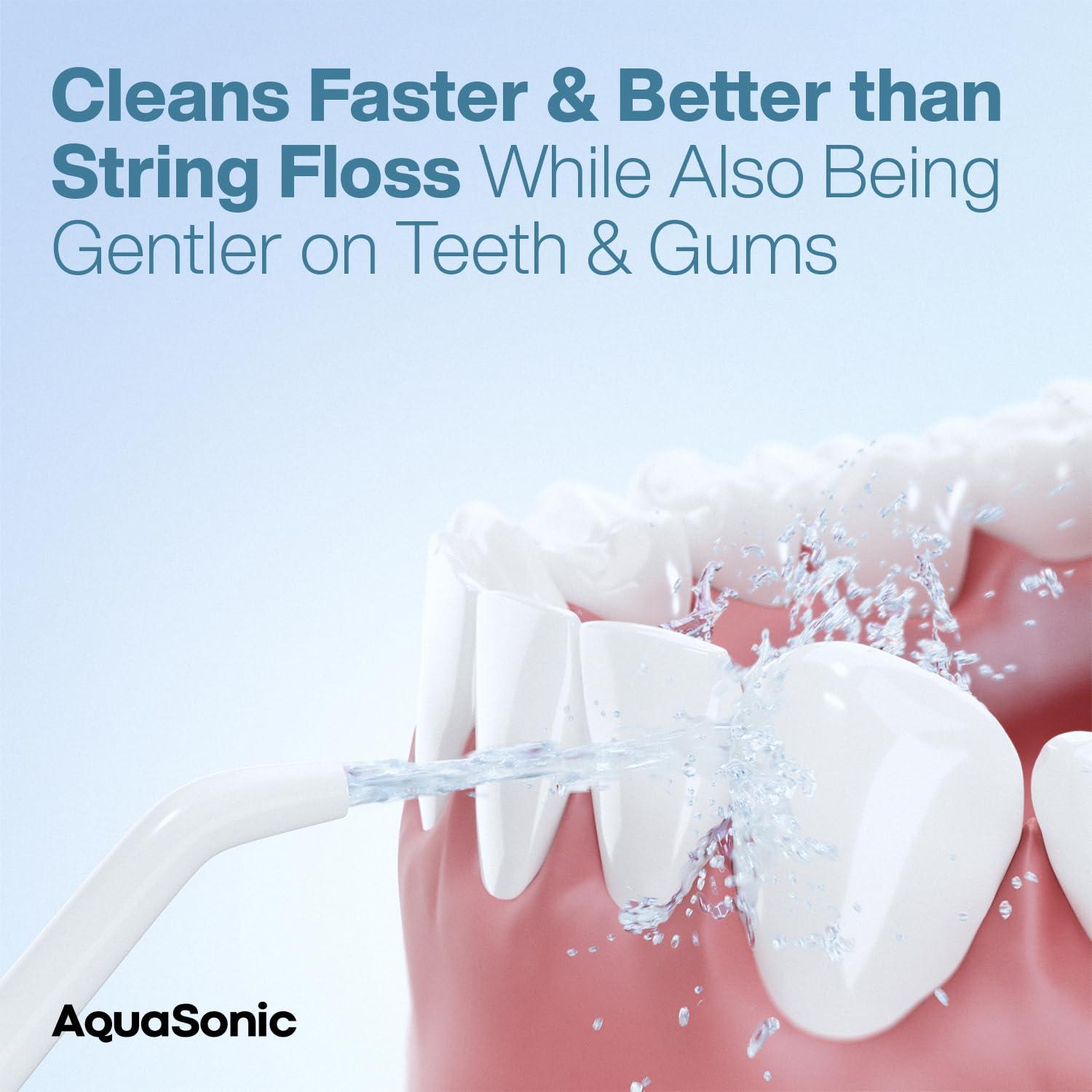 Aquasonic AquaSonic Water Flosser - Cordless Rechargeable Water Flossers for Teeth Cleaning - Waterproof Aqua Flosser, Portable Oral Irrigator for Dental Cleaning with 5 Jet Tips Braces Home Travel