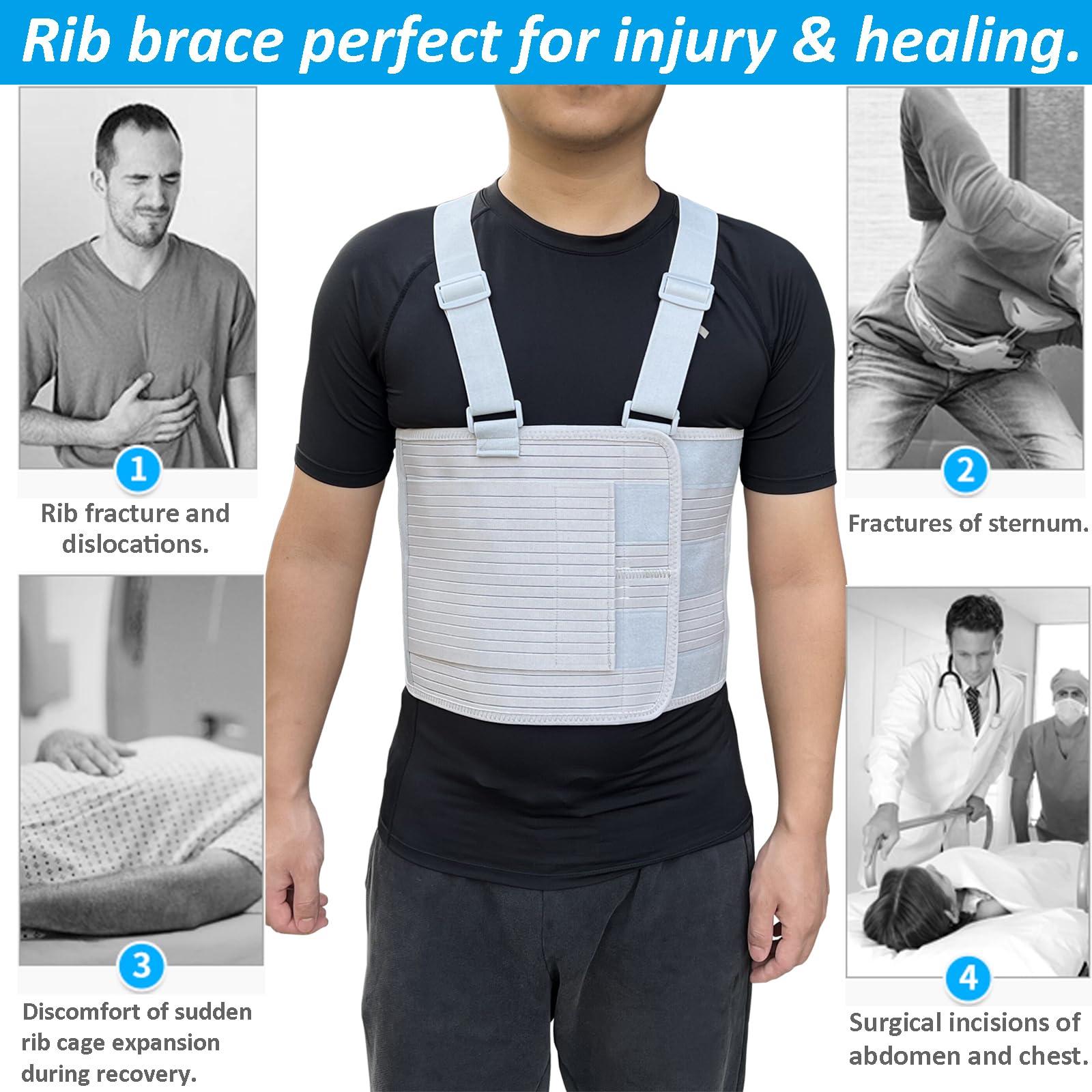 Jeelathy Rib Injury Chest Binder Brace for Cracked Ribs - Elastic Rib Support Belt for Men and Women - Rib Cage Support Belts Chest Compression Wrap for Bruised, Fractured or Dislocated Ribs Protection, Compression Wrap and Chest Support (Small ( Fits 25 - 35