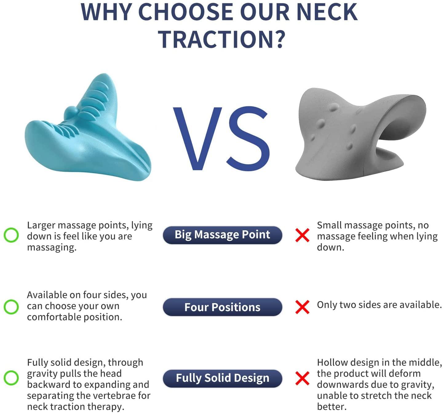 Xemz Xemz Cervical Spine Massage Pillow, Neck and Shoulder Relaxer Neck Massage Pillow, Cervical Spine Alignment Chiropractic Pillow Cervical Neck Traction Device Neck Stretcher for TMJ Pain Relief (Blue)