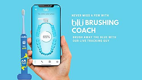 Blu Blu Smart Bluetooth Enabled Kids Toothbrush with Live Tracking App to Teach Children Healthy Brushing Habits, Share Results with Your Dentist (Blue). Wireless Rechargeable Electric.