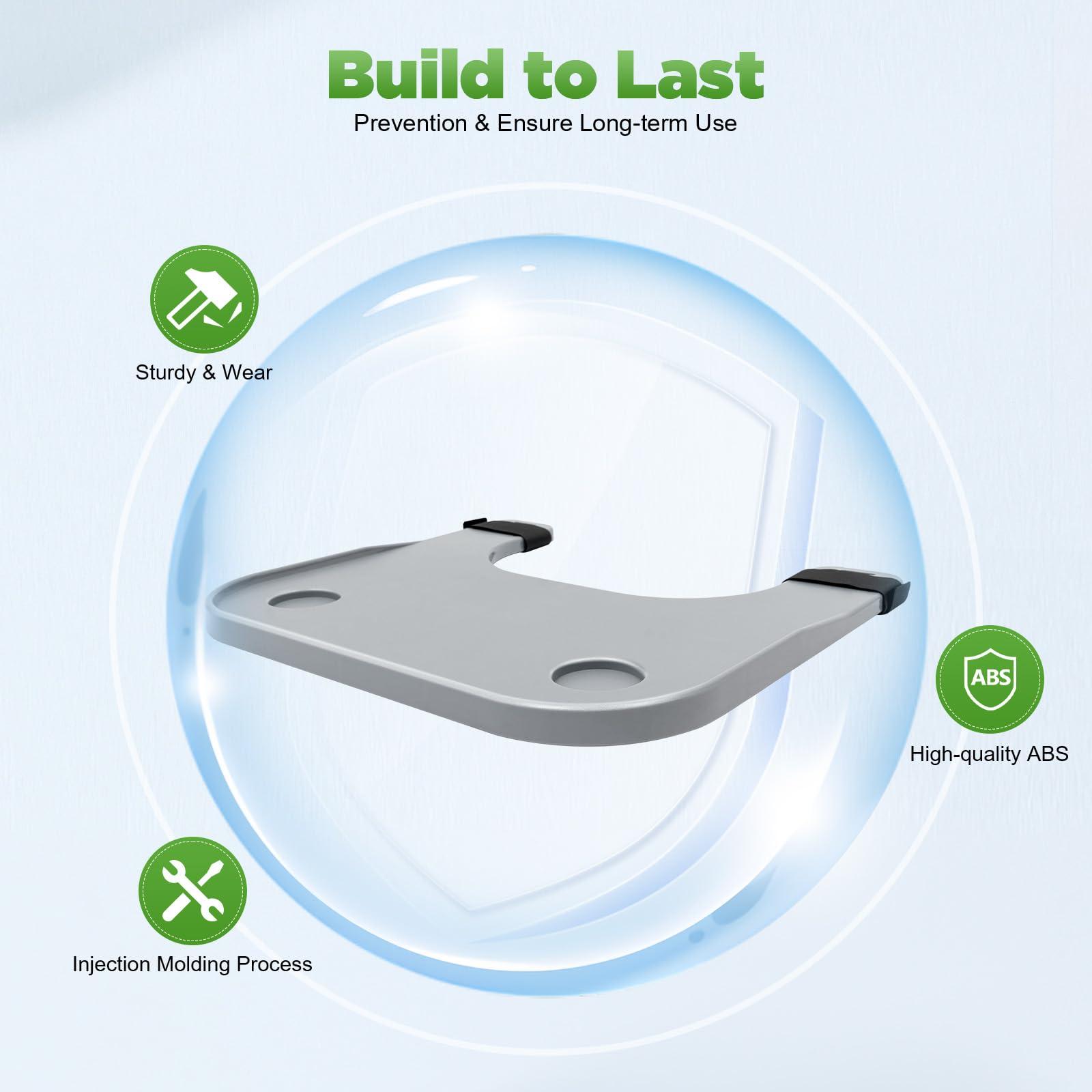 QWNBG Wheelchair Tray Table with Cup Holder, Removable Lap Tray Portable Wheelchair Desk Accessories for Eating Reading Resting, Grey