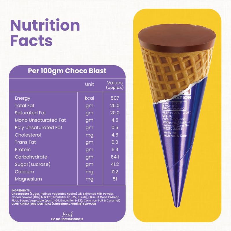 Pure Temptation Pure Temptation Gold Chocoblast Waffle Cones [36 Pieces] Snacks for Kids & Adults - Non-Meltable Valentine Chocolate Box - Individually Wrapped Chocolate-Filled Waffle Cones Bites - Chocolate