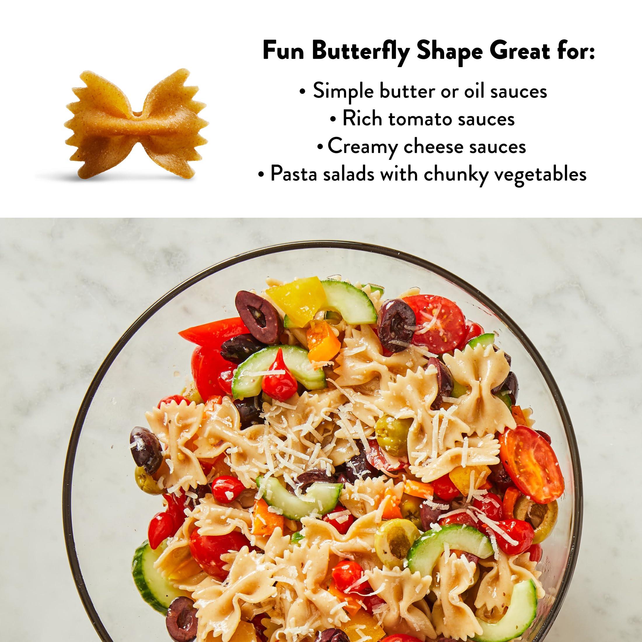 DeLallo DeLallo Whole Wheat Farfalle Bowtie Pasta, 1 Pound Bag, 4 Pack, Whole Grain Noodles, 100% Organic, Imported from Italy, Made with Whole Durum Wheat