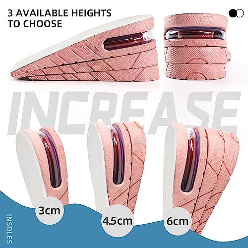 XINIFOOT Height Increase Insole 3-Layer Air Cushion Heel Insert Lift Shoes Insole for Men and Women Invisible Elevator Adjustable Insoles (Half Pad, Pink)