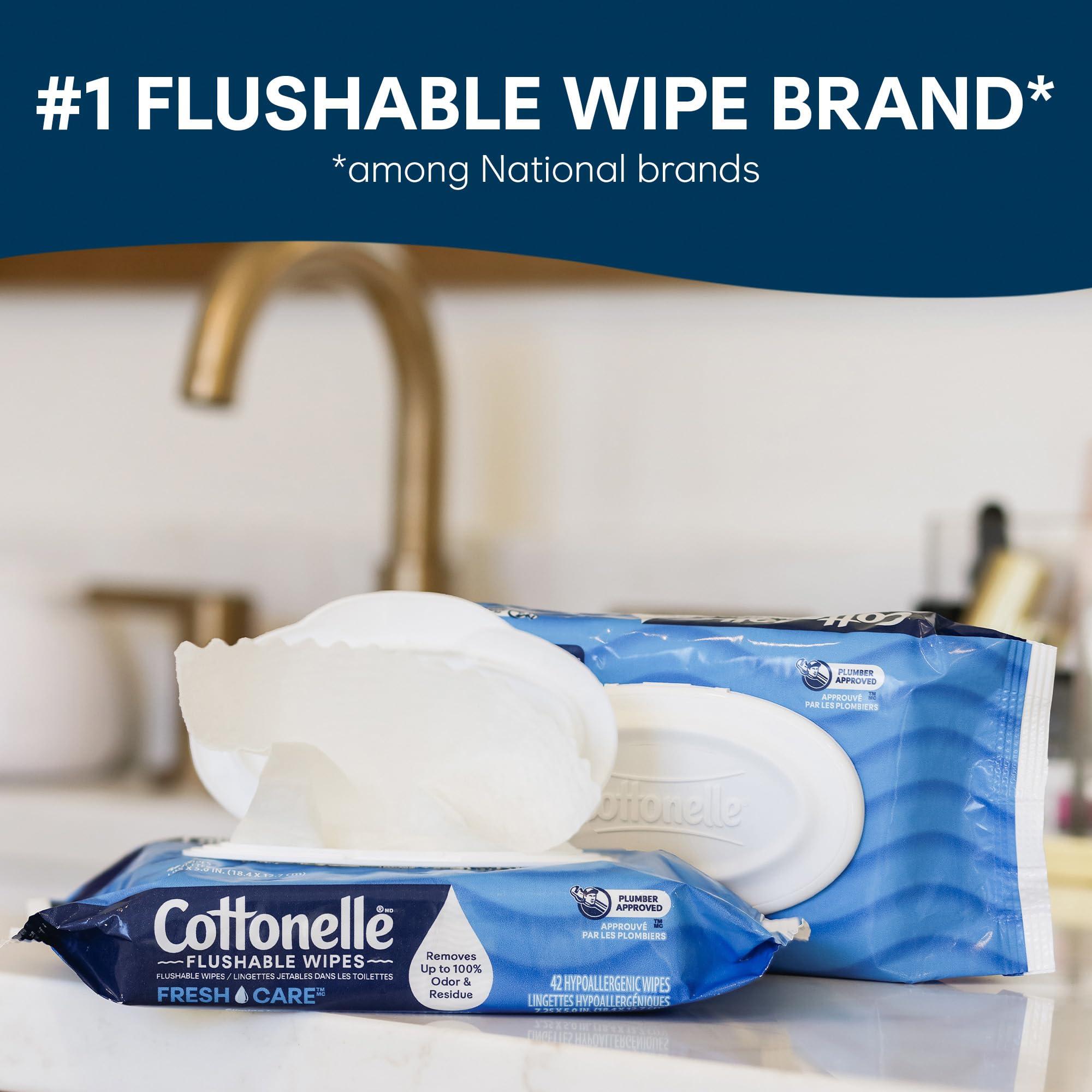 Cottonelle Cottonelle XL Flushable Wet Wipes, Adult Wipes Large, 8 Flip-Top Packs, 45 Wipes Per Pack (360 Total Wipes), Packaging May Vary