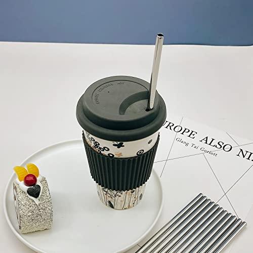 NiceCaTeLe Metal Straws 100 Pack. 8.5\" Reusable Stainless Steel Straight Straws in Bulk Order for Drinks.Drinking Straws Wholesale for 30 oz & 20 oz Tumblers Yeti Water Bottle(8.5\" - Silver, 100pcs - Straight)