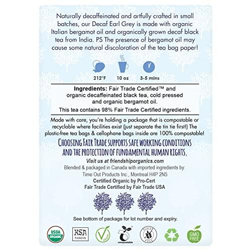 Friendship Organics Friendship Organics Decaf Earl Grey Tea Bags, Organic and Fair Trade 36 Count