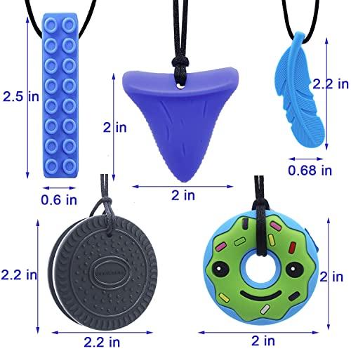 GNAWRISHING Chew Necklace by GNAWRISHING, 5 Pieces Sensory Chew Necklaces for Kids with Autism, ADHD, SPD, Chewing, Oral Motor