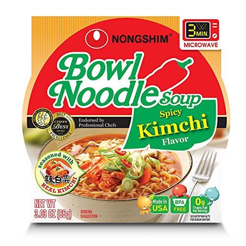 Nongshim Bowl Noodle Soup, Kimchi, 3.03 Ounce (Pack of 4) (New Version)