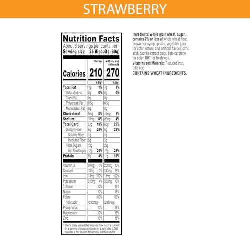 Frosted Mini-Wheats Kellogg's Frosted Mini Wheats Breakfast Cereal, Fiber Cereal, Kids Snacks, Strawberry, 14.3oz Box (1 Box)