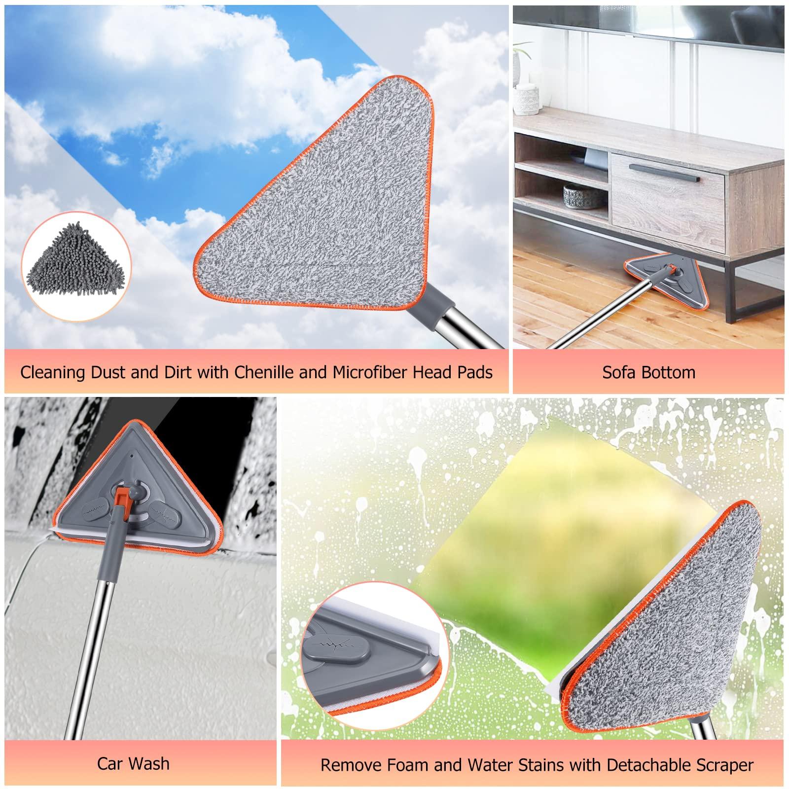 HoMerit Wall Cleaner 98 Inch Wall Cleaner with Long Handle,HoMerit Wall Cleaner Mop 360 Rotatable Adjustable Cleaning Mop,Ceiling Dust Mop,Wall Cleaning Tool for Walls/Baseboard/Floors,6 Replacement Pads