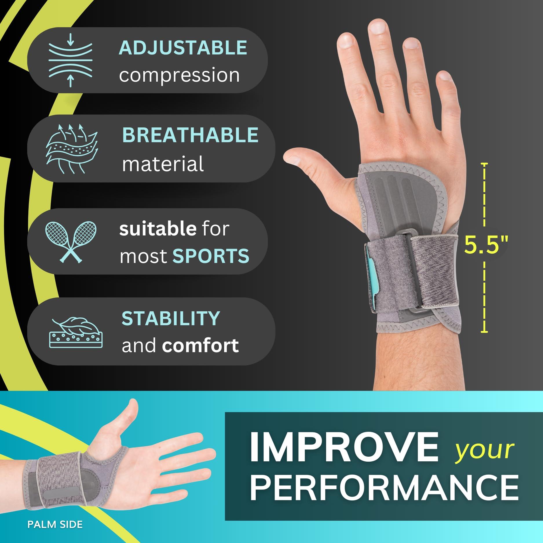 BraceAbility BraceAbility Court Comfort Wrist Brace - Athletic Tennis Wrist Support Wrap Compression Sleeve for Pickleball, Sprained Wrist, Tendonitis, Badminton, Racquet Sports Pain Relief Recovery (L - Left)