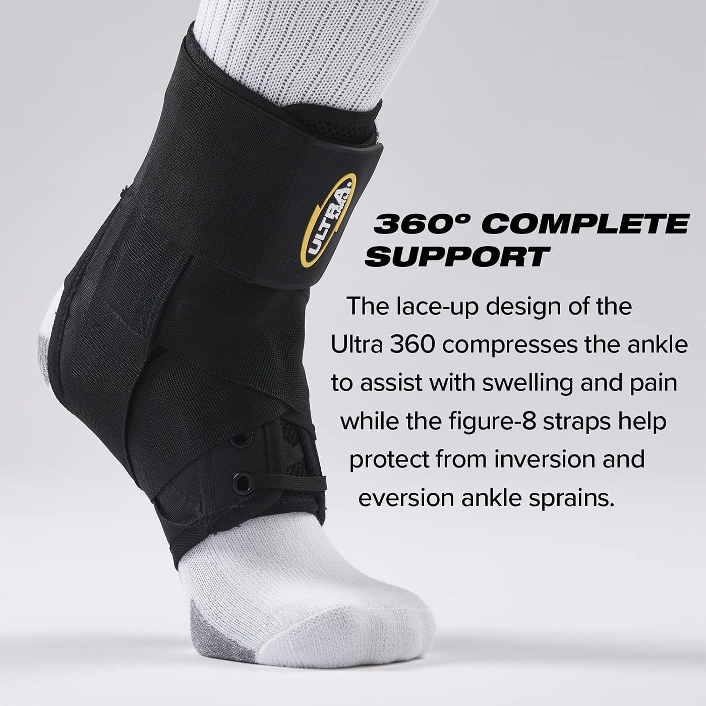 Ultra Ankle Ultra 360 Lace-Up Adjustable Ankle Brace For Ankle Stabilization, Adjustable Compression