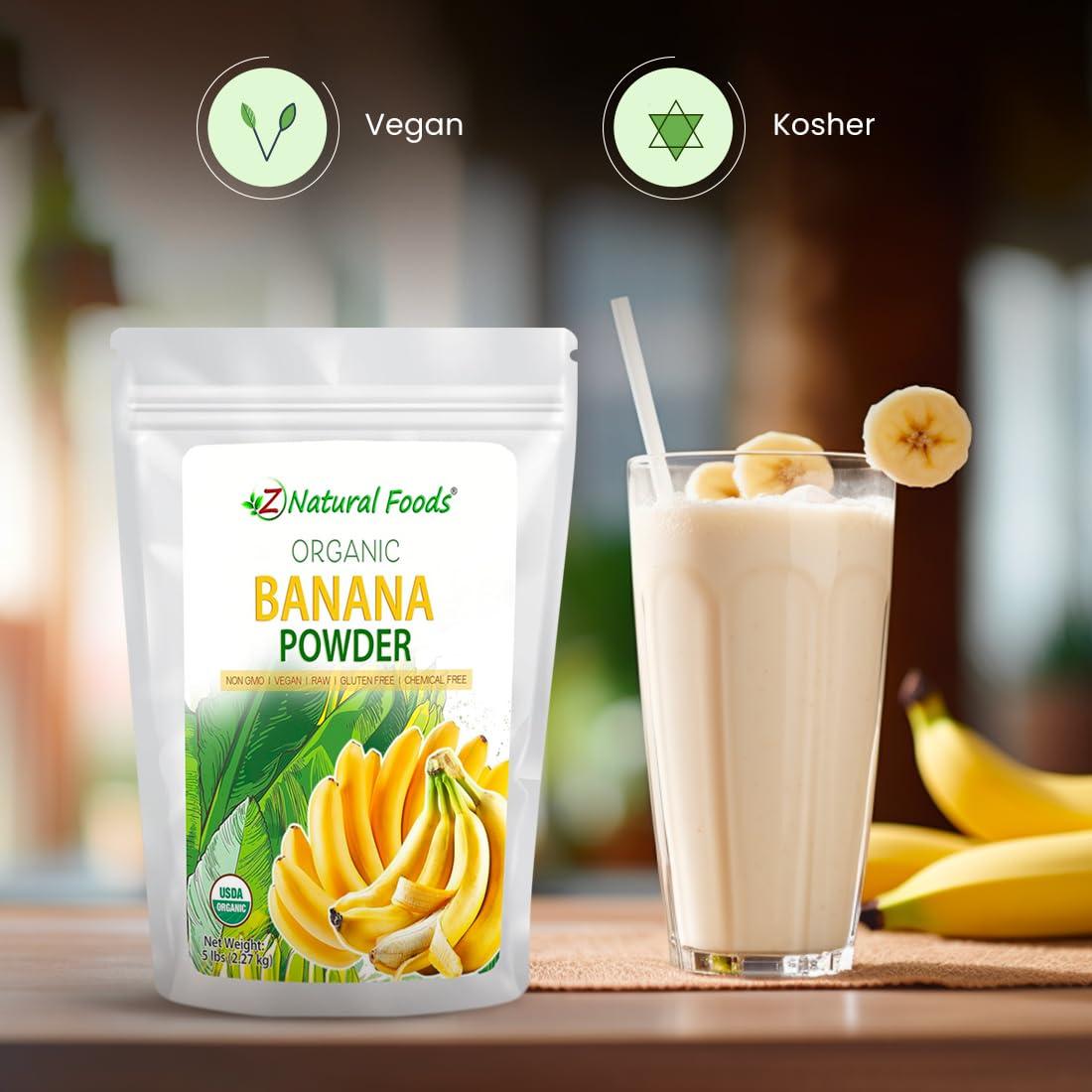 Z Natural Foods Z Natural Foods Organic Banana Powder, Fiber Supplement for Glowing Skin and Enhanced Immunity, Great in Juice, Smoothies, and Recipes, Non-GMO, Vegan, Gluten-Free, Kosher, 5 lbs