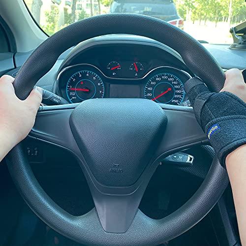 GenetGo Trigger Thumb Splint - Thumb Spica Support Brace Stabilizer for Pain, Sprains, Arthritis, Tendonitis (Right Hand or Left Hand) (Black)