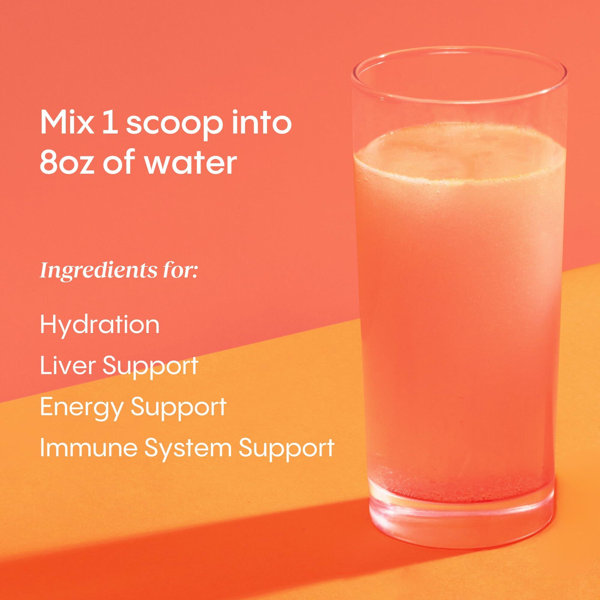 Hydralyte Hydralyte Liver Support + Electrolyte Mix with Milk Thistle, Turmeric, Ginger, Prickly Pear, Green Tea Extract Formulated for Rapid Rehydration, (Blood Orange Ginger, 40 Serve Tub)