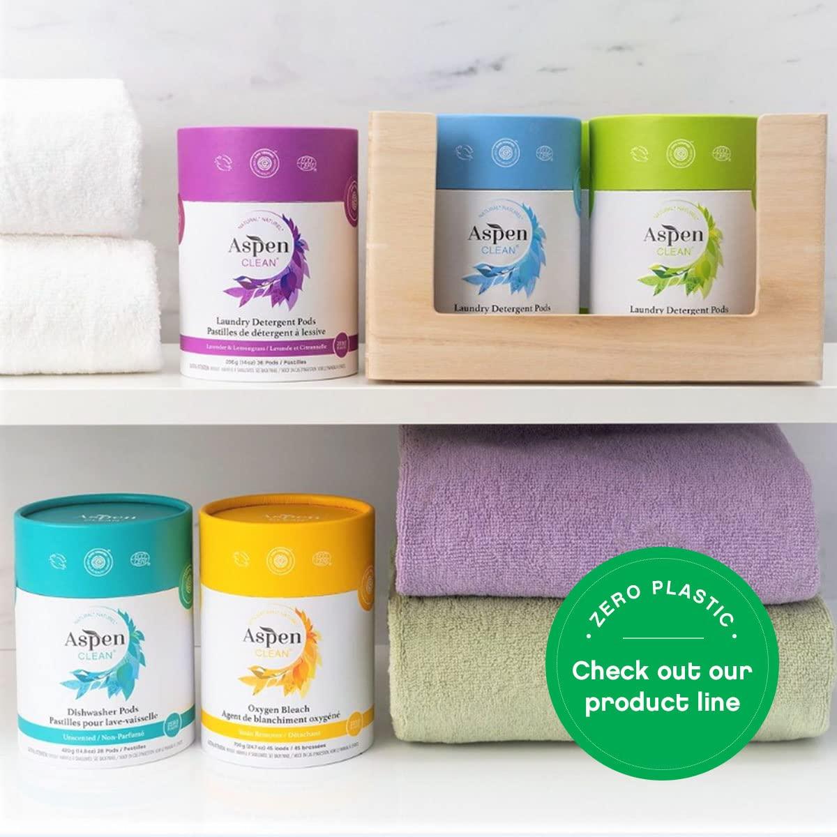 AspenClean Unscented Laundry Pods by AspenClean, New and Improved Packaging, Zero Plastic, EWG Verified™, Vegan, Hypoallergenic Natural Laundry Detergent - 36 Count