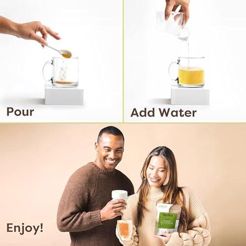 Waka Coffee Waka Premium Instant Dark Roast Coffee (8 Single-Serve Packets) & No Sugar Added Green Tea Powder (200 Cups)