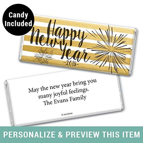 WH Candy Personalized New Years Fireworks Hershey's Chocolate Bar & Wrapper - Fully Assembled (12 Count)