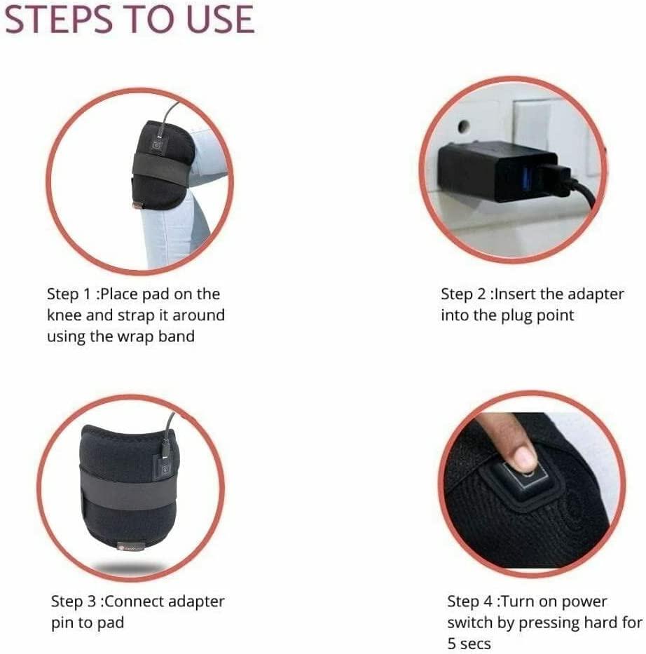 sainio sainio 3 in 1 Electric Heating Pad for Knee Pain Relief (Black) | Ideal for Knee, Elbow