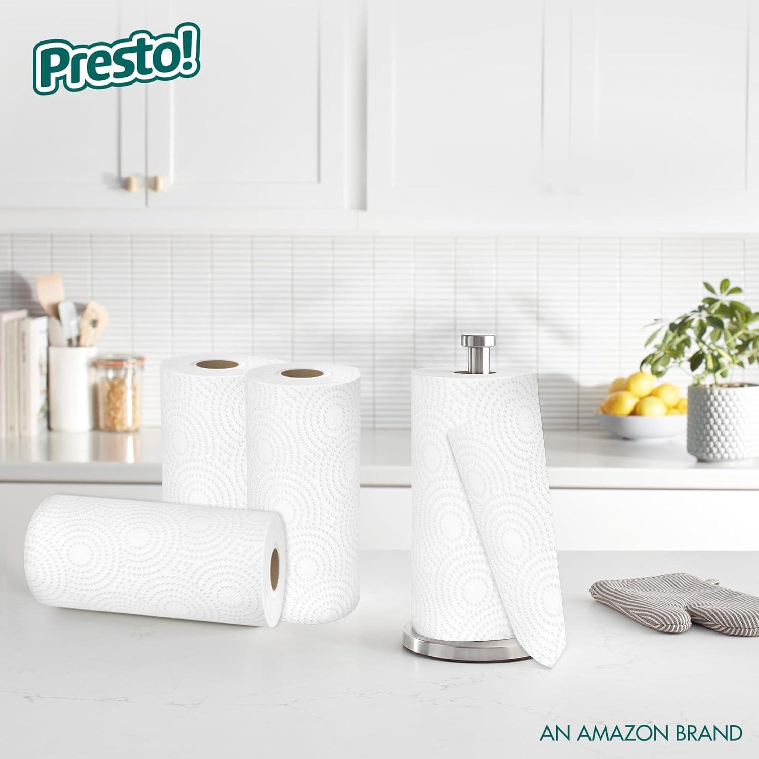 Presto! Amazon Brand - Presto! Flex-a-Size Paper Towels, 128 Sheet Family Roll, 2 Rolls (1 Packs of 2), 256 count, White
