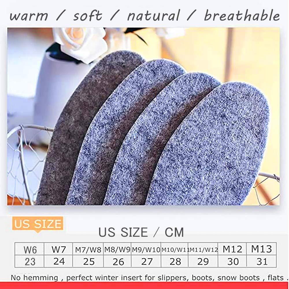 YESSQ Wool Felt Warm Shoe Insoles - Wool Felt Boot Shoe Insert Insoles Women 6