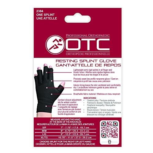 OTC OTC Resting Splint Glove, 5 Finger Semi-Rigid Splints, Open Tips, Black, Left Hand, Medium