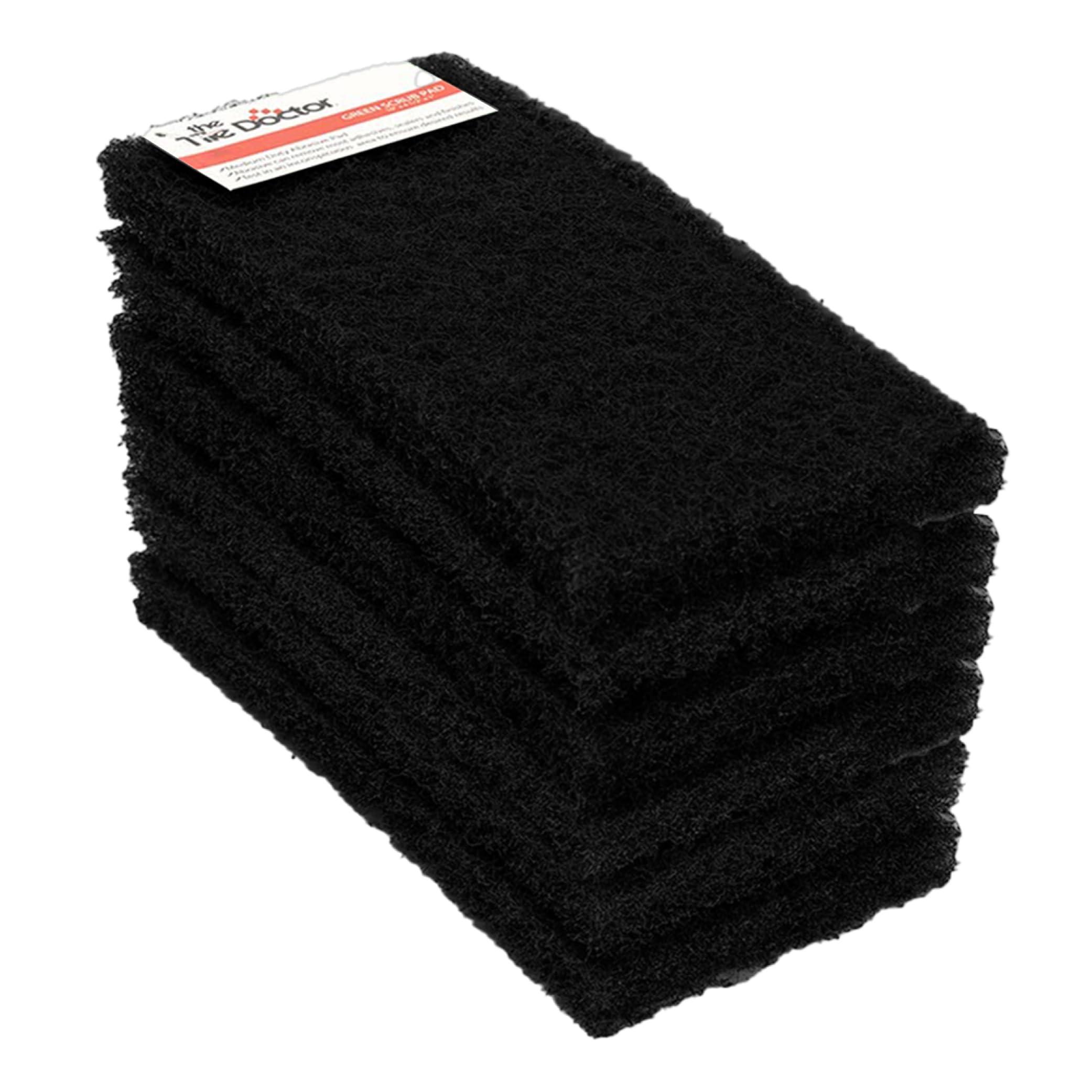 The Tile Doctor The Tile Doctor Multipurpose Scrub Pad - Ideal for Bathroom, Kitchen & Floor Cleaning - Non-Scratch Dish Sponge & Shower Scrubber - High Abrasion - (Black - Extra Heavy Duty, 6 Pack)