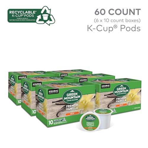 Green Mountain Coffee Roasters Green Mountain Coffee Roasters French Vanilla Decaf Keurig Single-Serve K-Cup pods, Light Roast Coffee, 60 Count (6 Packs of 10)