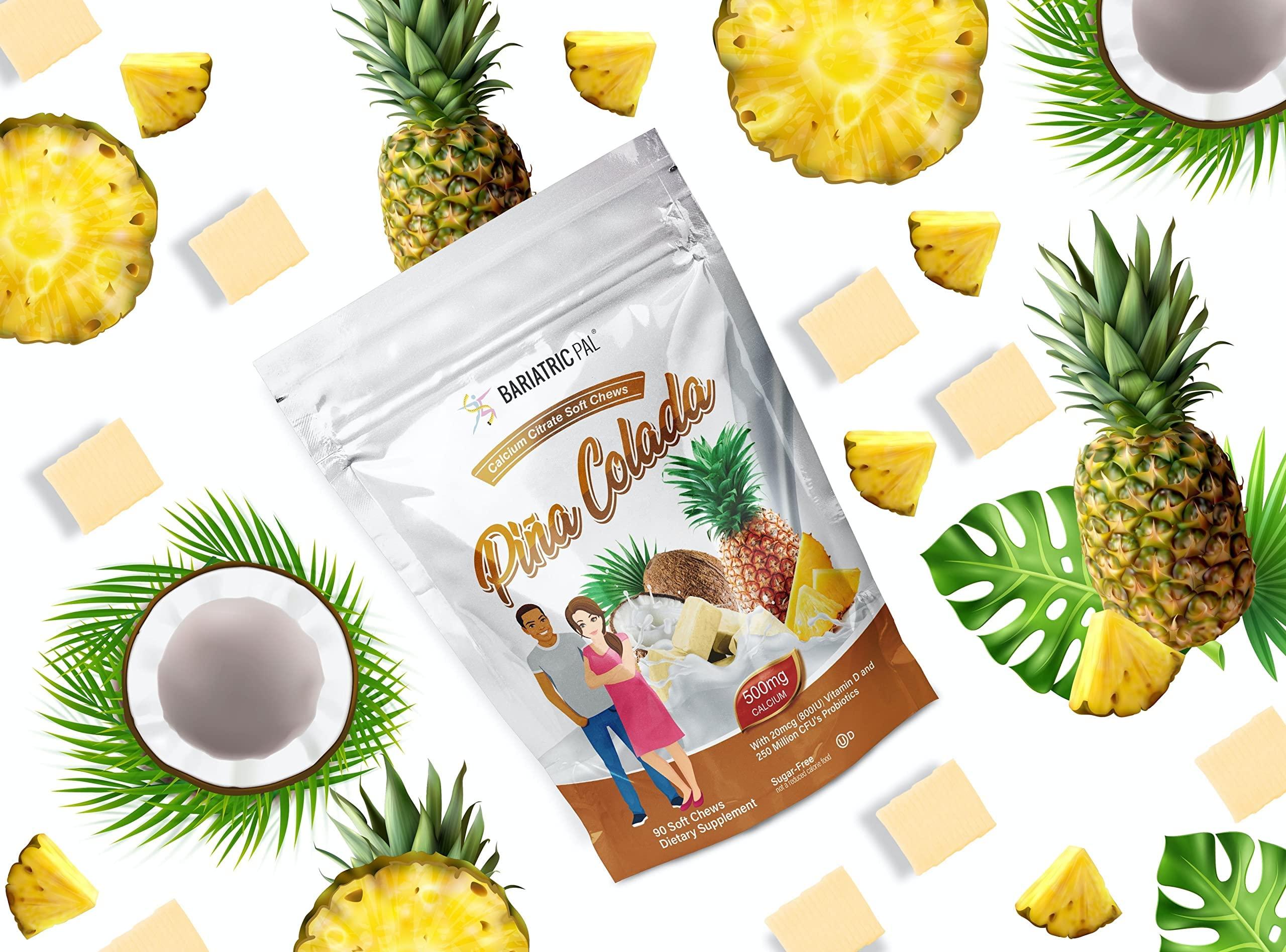 BariatricPal BariatricPal 30-Day Bariatric Vitamin Bundle (Multivitamin ONE 1 per Day! Capsule with 45mg Iron and Calcium Citrate Soft Chews 500mg with Probiotics - Pia Colada)