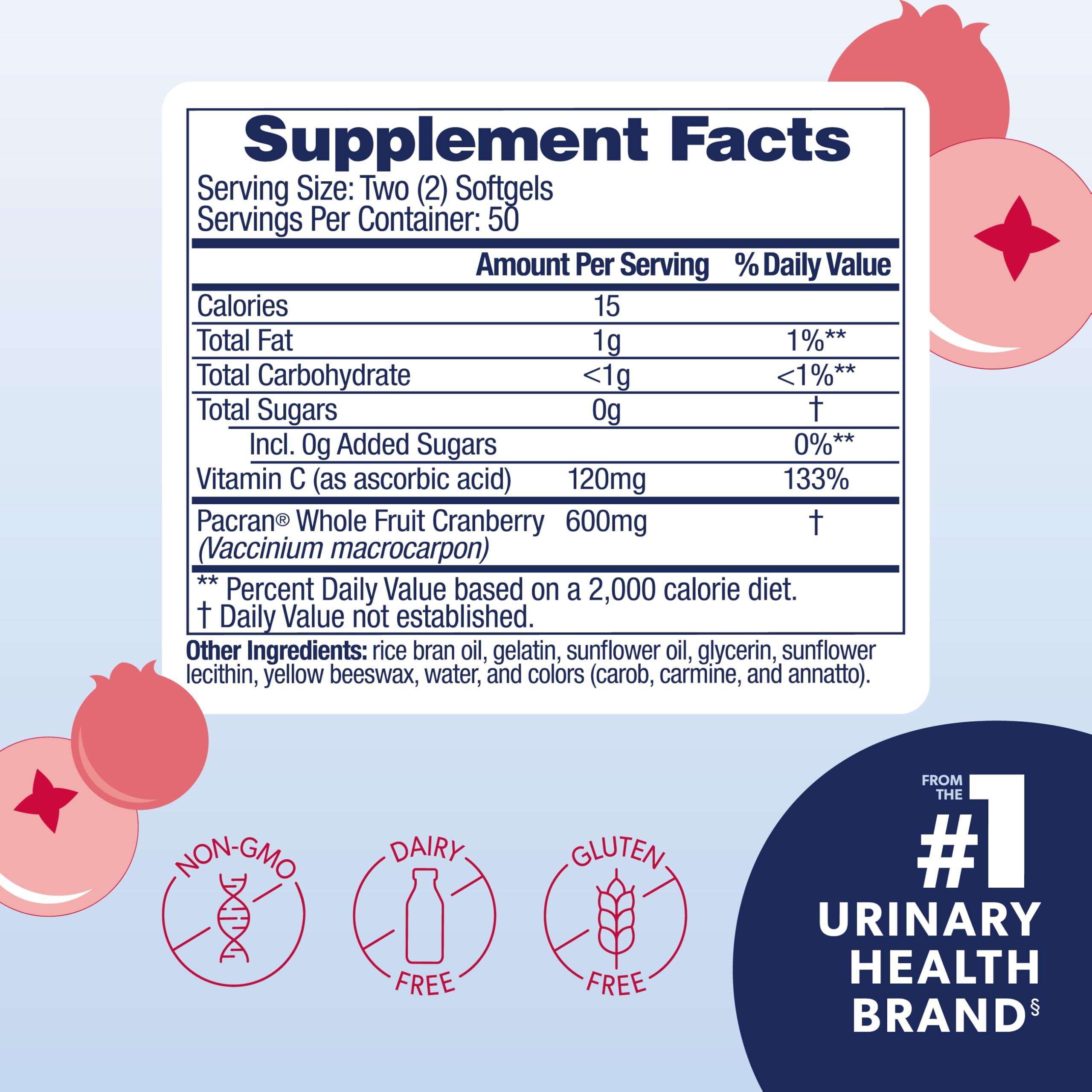 AZO AZO Cranberry Pro, Cranberry Pills for Women & Men, 600mg Pacran, Made with Concentrated Whole Fruit Cranberry Powder to Help Cleanse and Protect The Urinary Tract*, Sugar Free, Non-GMO, 100 Softgels