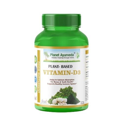 Planet Ayurveda Planet Ayurveda Plant Based Vitamin D3 Organic, Healthy Bones, Immunity, Mood, for Women, Men, Children, 60 CT (30-60 Days) (Pack of 1)