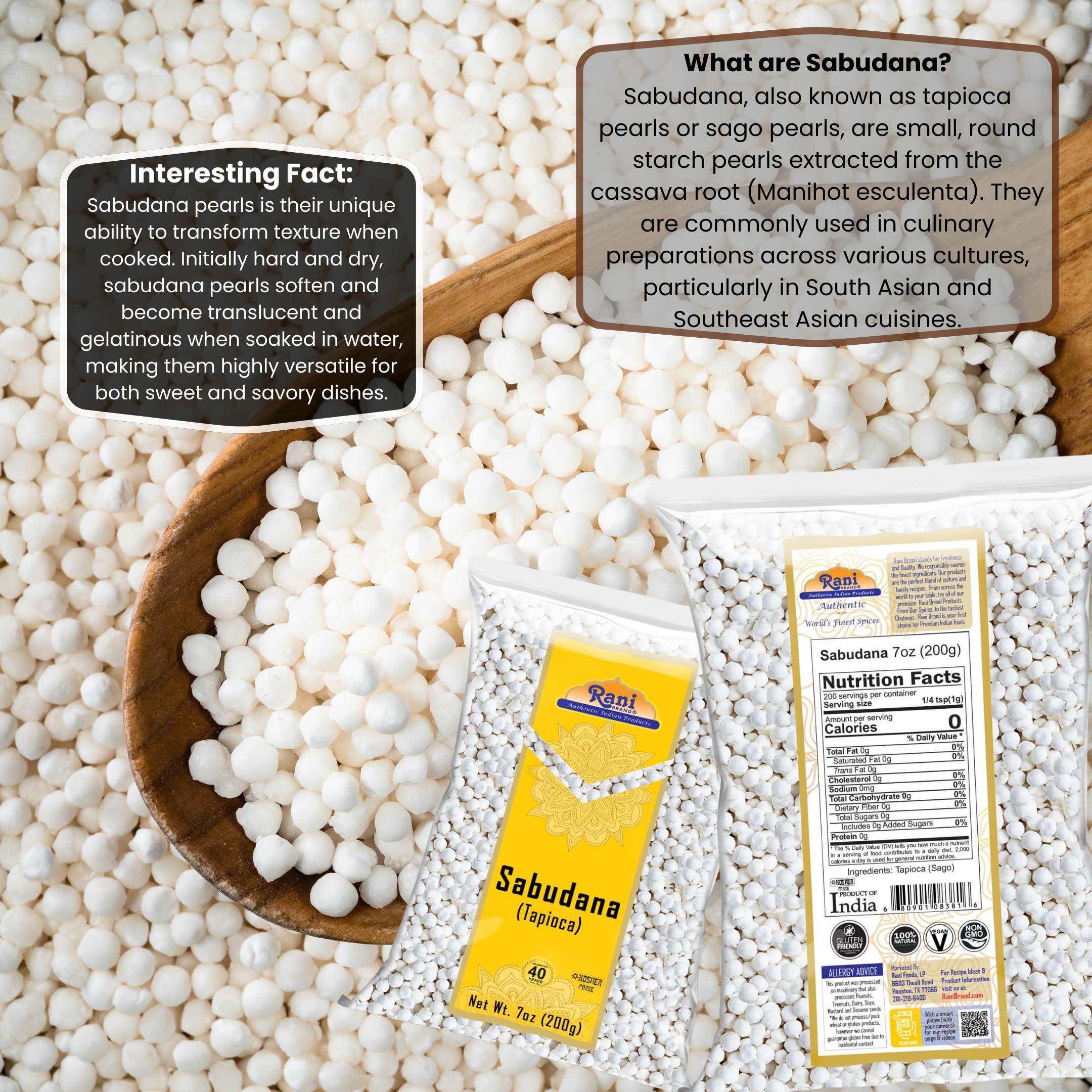 Rani Brand Authentic Indian Products Rani Sabudana (Tapioca/Sago) Pearls 7oz (200g) ~ All Natural | Vegan | No Colors | NON-GMO | Kosher | Indian Origin