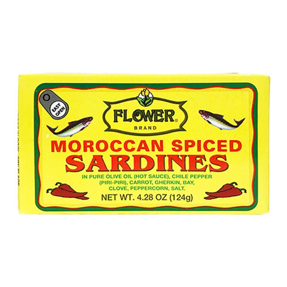 FLOWER Flower Brand Morocco Spiced Sardines Olive Oil and Tomato Sauce Wild Sardines Canned 4.38 ozPack of 10