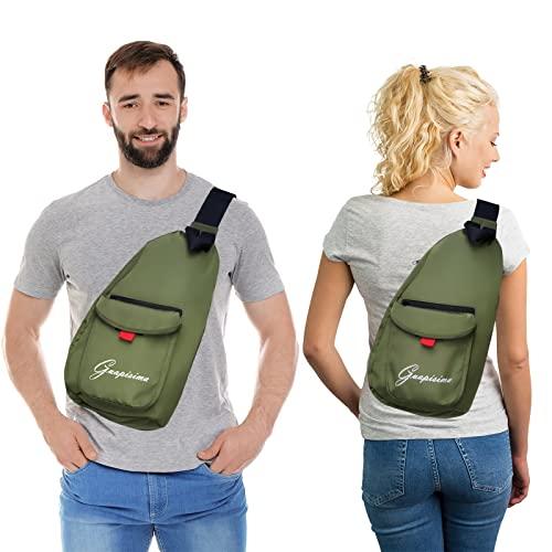 DEEZEE Smell Proof Bag Backpack Sling Bag LightWeight Waterproof Sling Crossbody Shoulder Bag for Travel Hiking Men and Women Green A