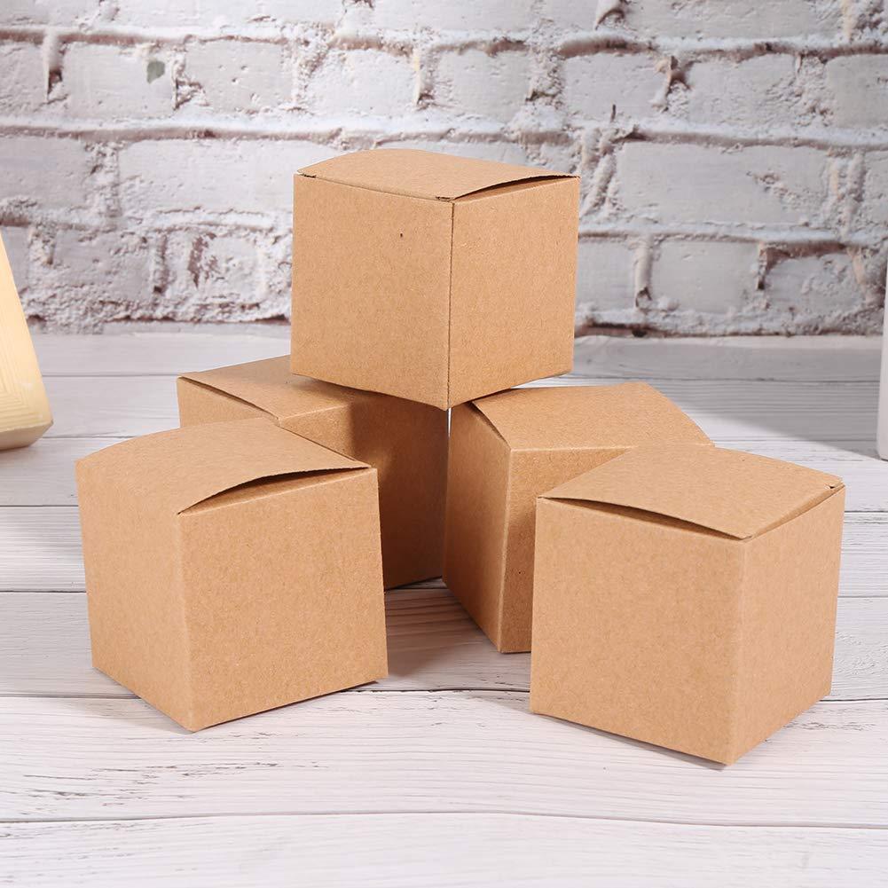 ANKROYU ANKROYU 50 Pcs Square Kraft Paper Folding Box, Brown Cardboard Gift Boxes Easy Assemble for Parties for Parties, Birthdays, Weddings, Brown Kraft Paper Box 5 X 5 X 5 cm