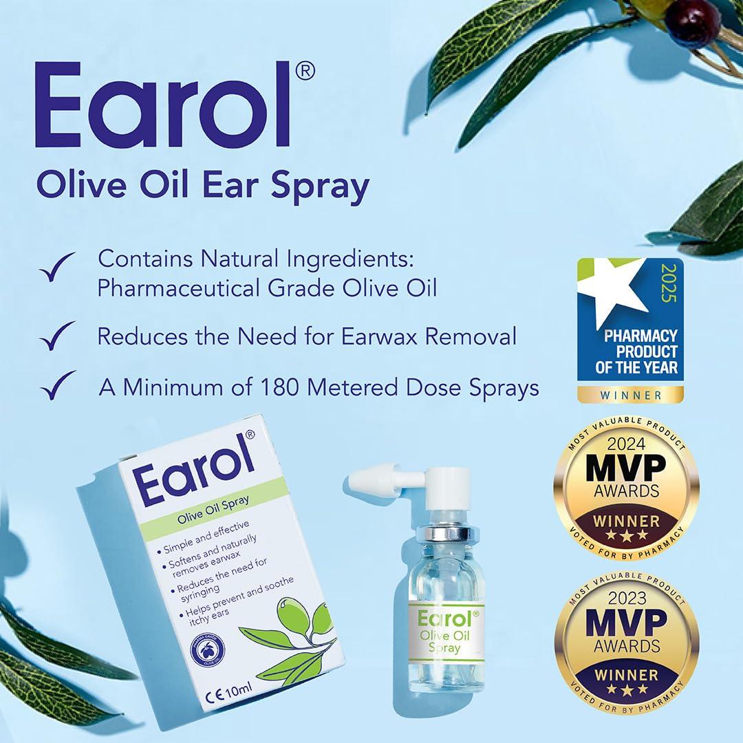Earol Earol Olive Oil Natural Ear Wax Softener Naturally Removing Effective Spray