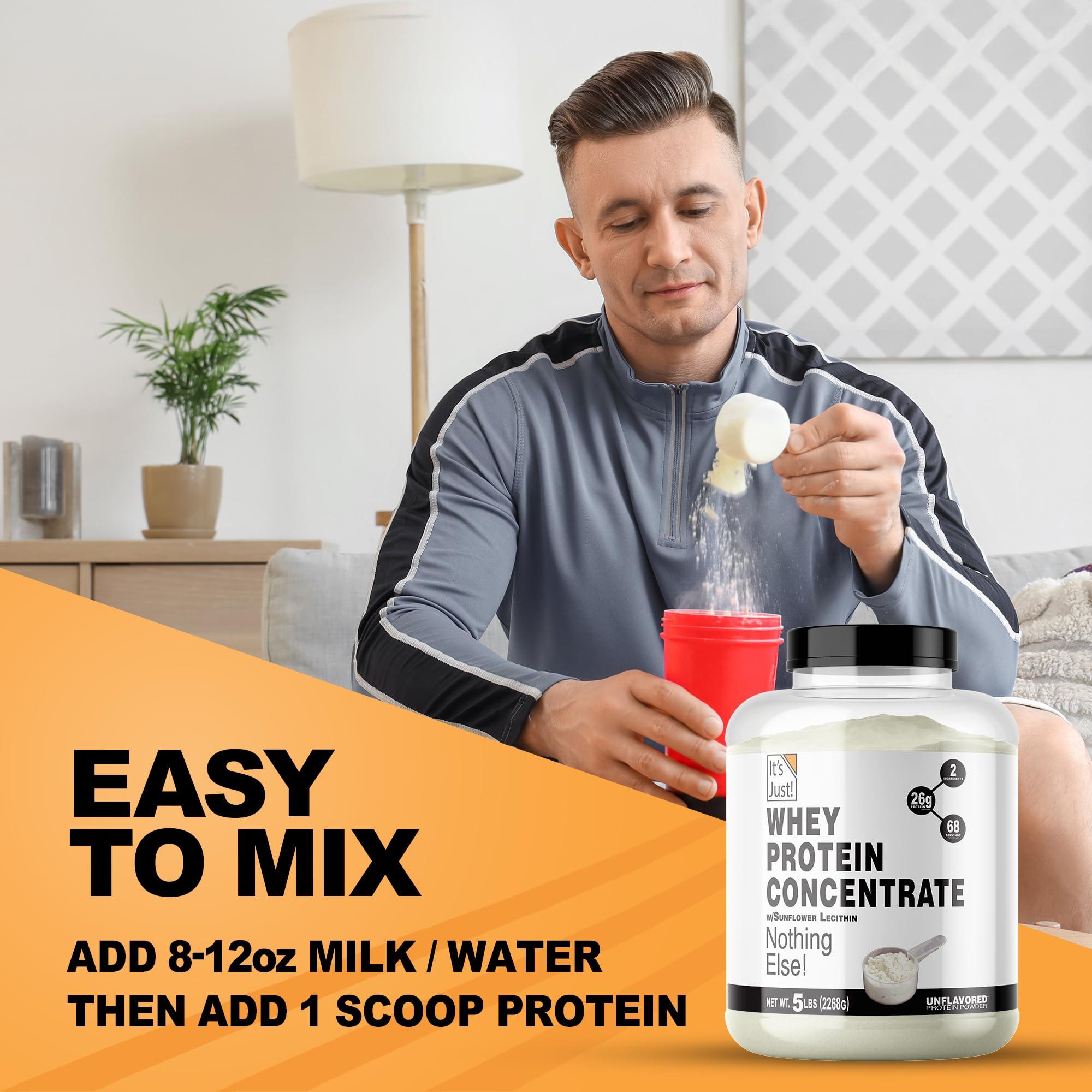 It\'s Just! It\'s Just! - 100% Whey Protein Concentrate, Made in USA, Premium WPC-80, No Added Flavors or Artificial Sweeteners (5 Pound, Unflavored)