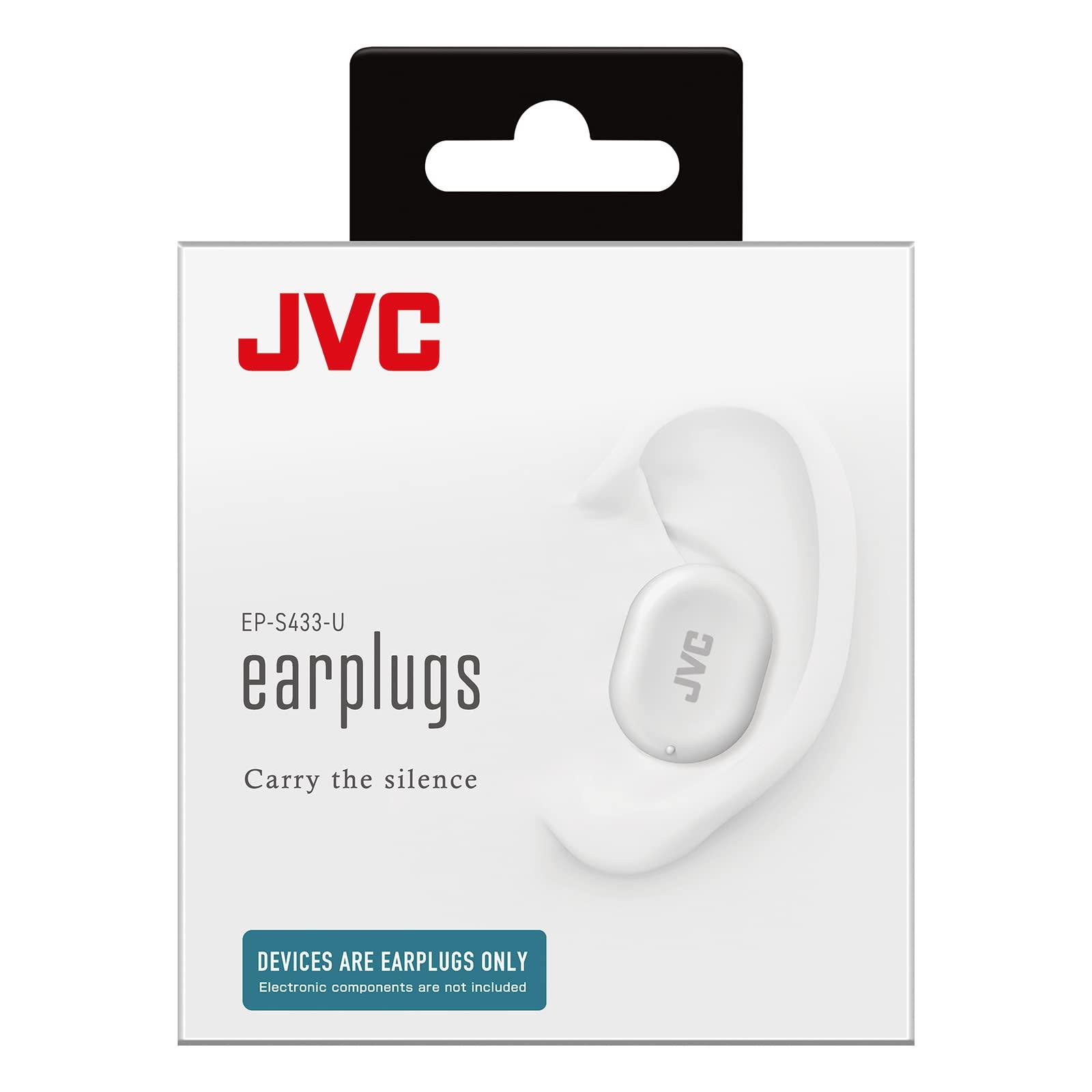 JVC JVC Ultimate Sleeping Earplugs, 35dB Noise Reduction, Water Resistance, Carrying case, Additional Ear-Pieces - EPS433 (White)