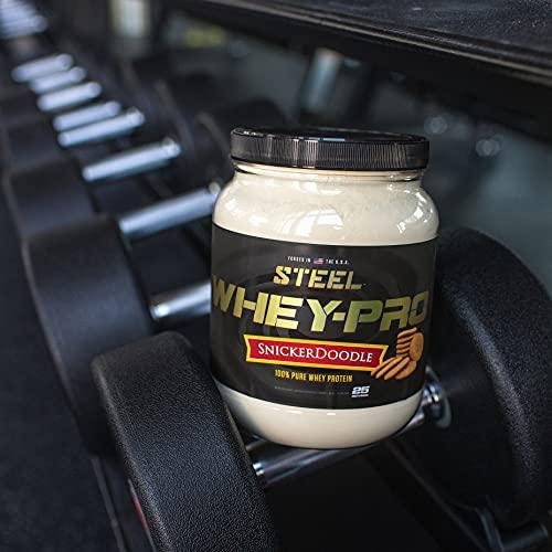 Steel Supplements Steel Supplements Whey-Pro | 100% Pure Whey Protein Powder for Men and Women | Snickerdoodle | Muscle Gain & Lean Muscle Recovery | Gluten Free | 1.65 lbs | BCAA 5g | Non-GMO | 25 Servings