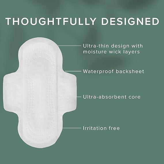 Veeda Veeda Natural Cotton Day Pads for Women - Heavy Flow Absorbent Ultra-Thin Feminine Pads with Wings - Hypoallergenic Period pads - Unscented & Chlorine free Sanitary Napkins - 168 Count